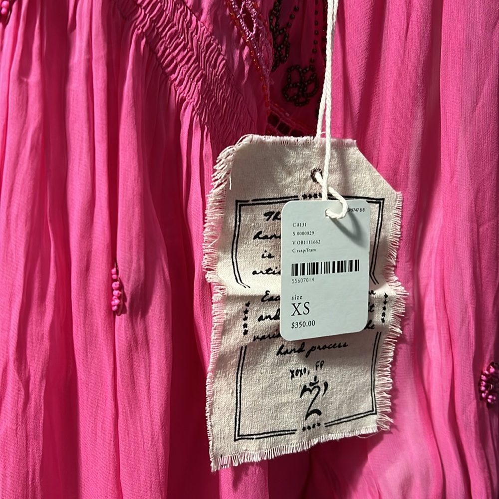 NWT Free People Party New Moon Beaded Chiffon Tunic Dress Pink, XS - Picture 13 of 16